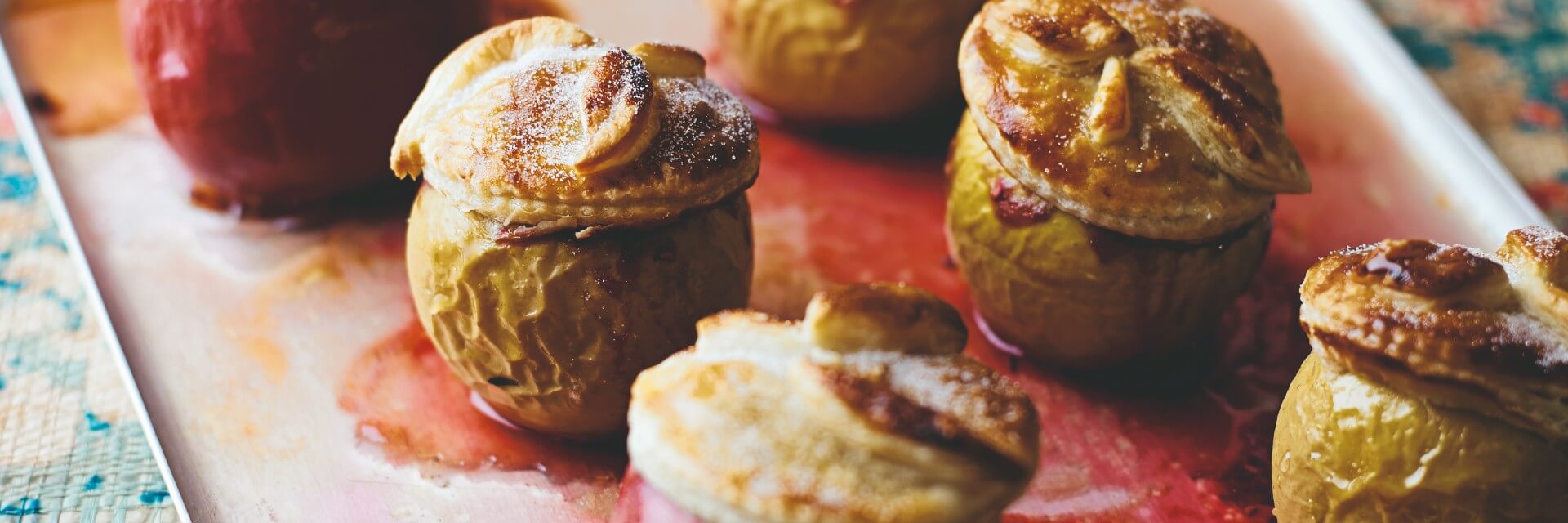 Elderflower raspberry baked apples banner