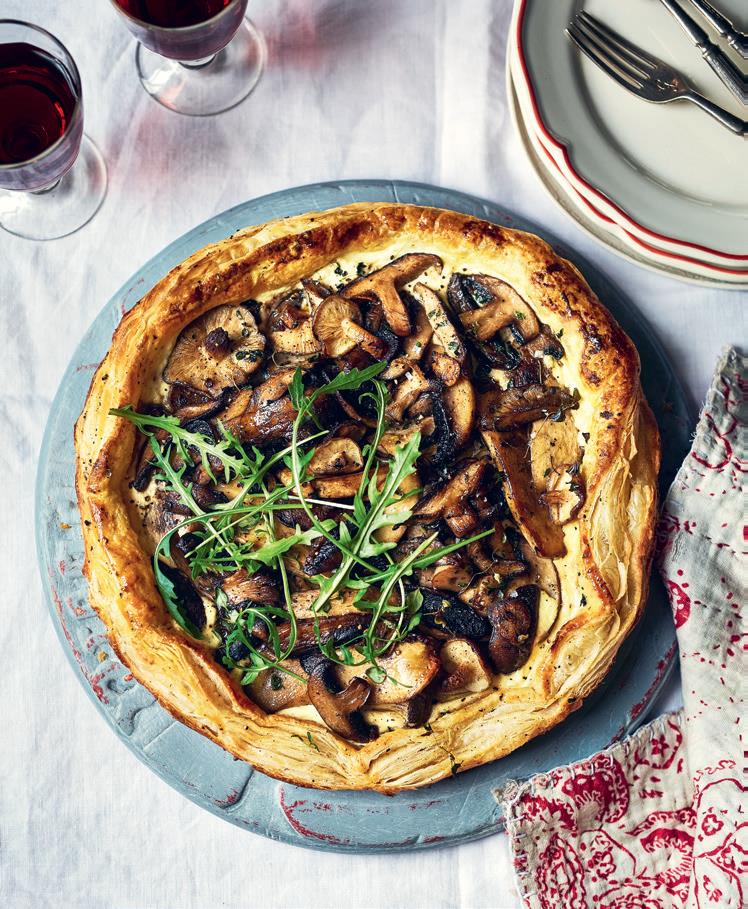 Portrait image of a Giant Garlicky Mushroom Galette from the Higgidy Cookbook