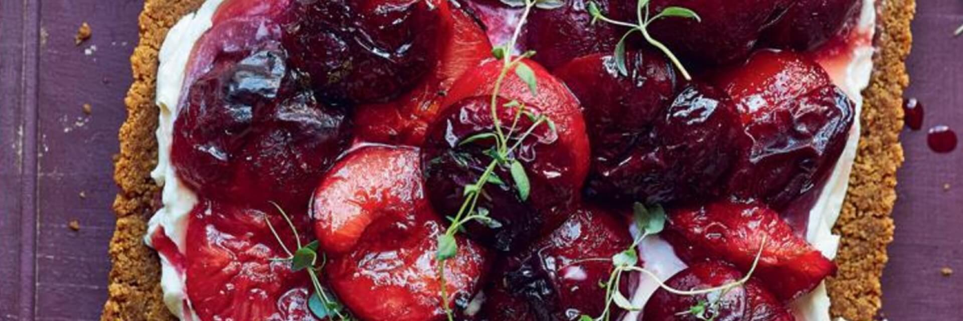 Red plum and ginger tart banner