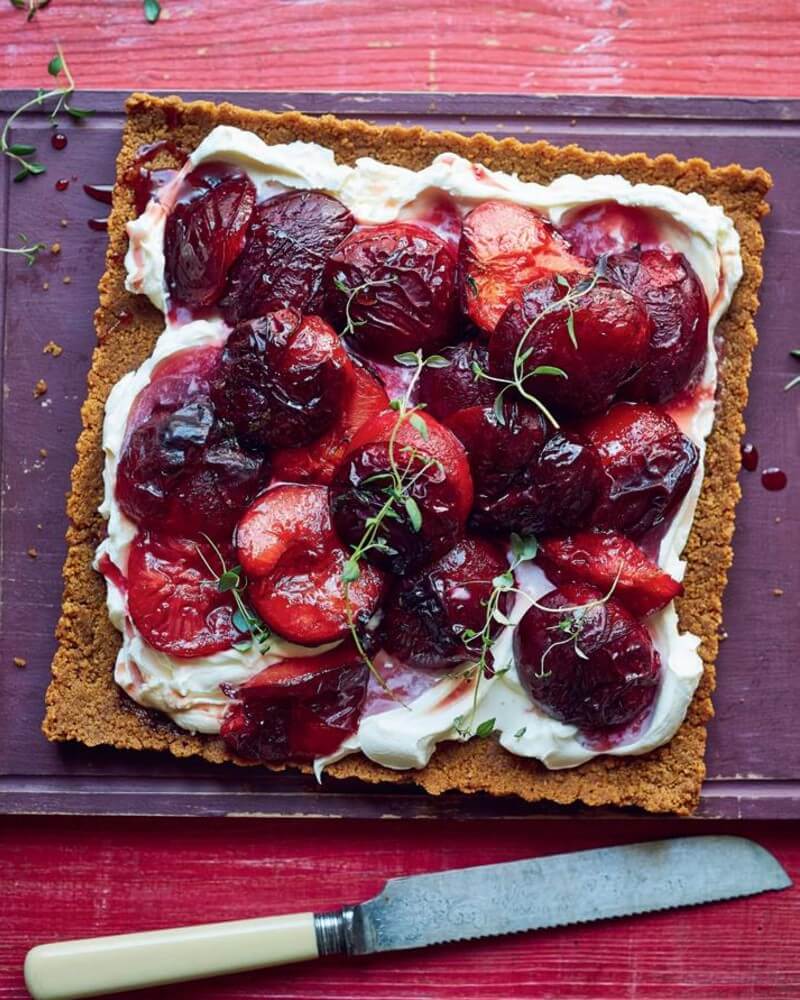 Red plum and ginger tart mobile