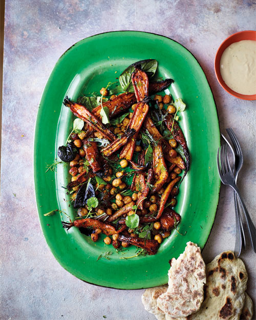 Roasted Carrot & Chickpea Traybake