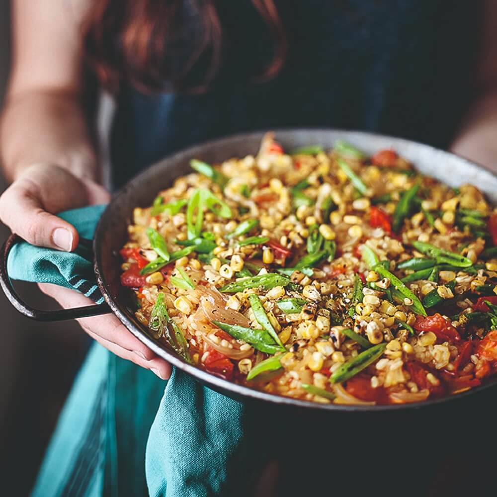 Sugar snap paella featured